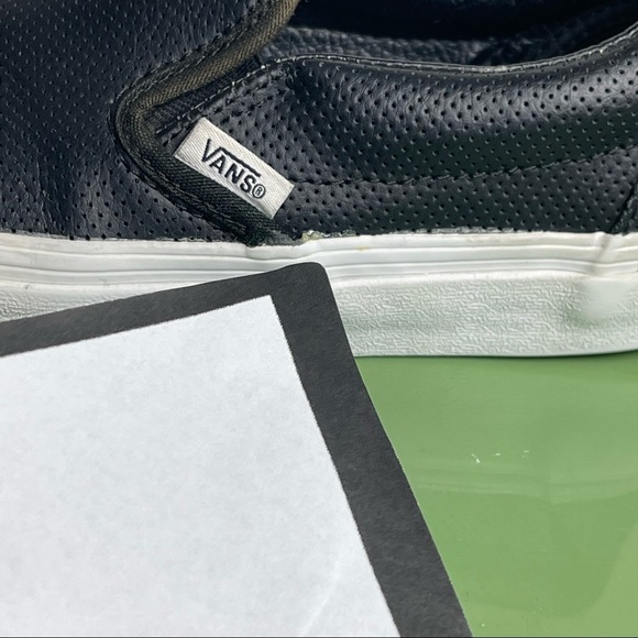 Vans Perf Black Leather Slip On Perforated  Unisex Shoes US Men 5 US Woman 6.5 - Picture 11 of 15